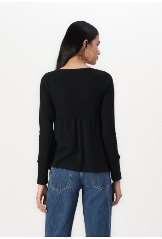 Hollister Easy Long-Sleeve Pointelle Babydoll Top