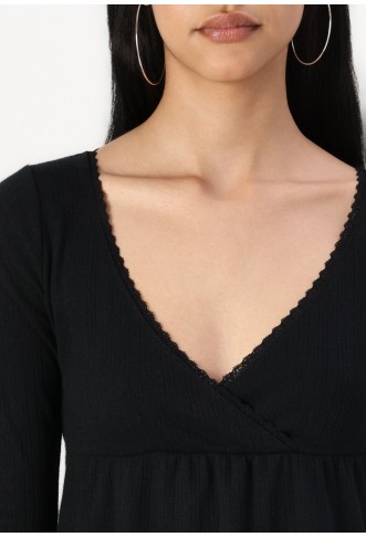 Hollister Easy Long-Sleeve Pointelle Babydoll Top