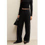 Black Side Stripe Wide Leg Joggers