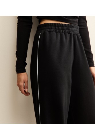 Black Side Stripe Wide Leg Joggers