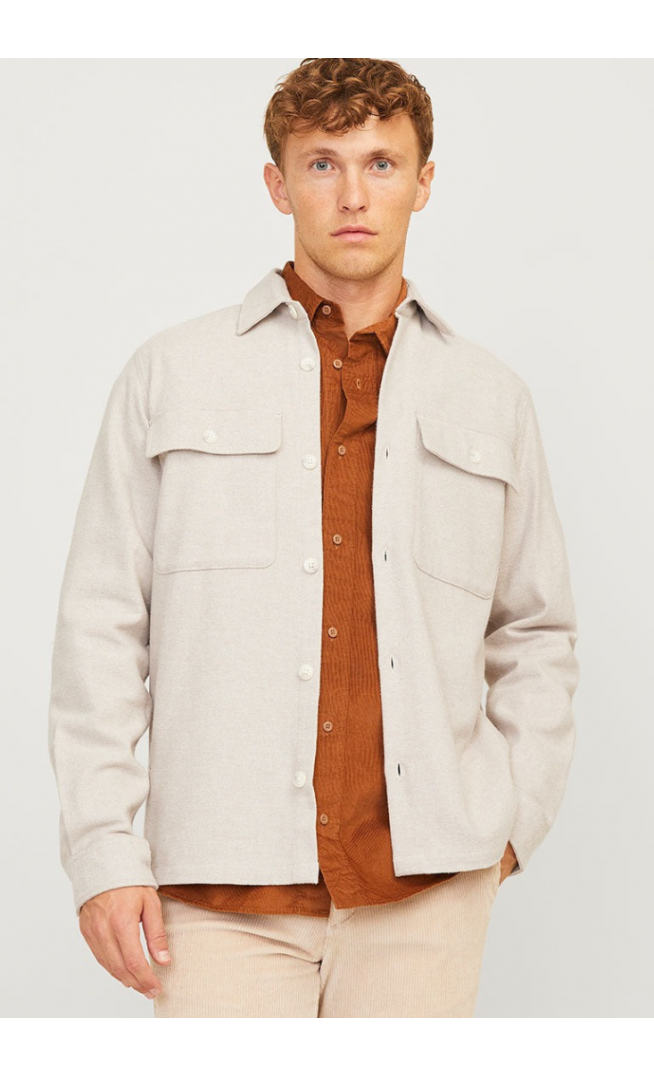 Raymond Melange Solid LS Overshirt Summer Sand
