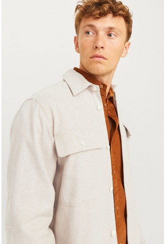 Raymond Melange Solid LS Overshirt Summer Sand