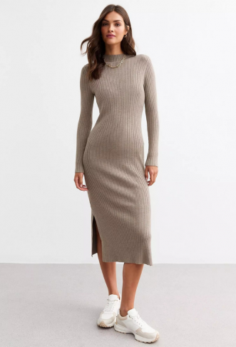 New Look Ribbed Knit Midi...