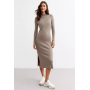 New Look Ribbed Knit Midi Dress - Light Brown