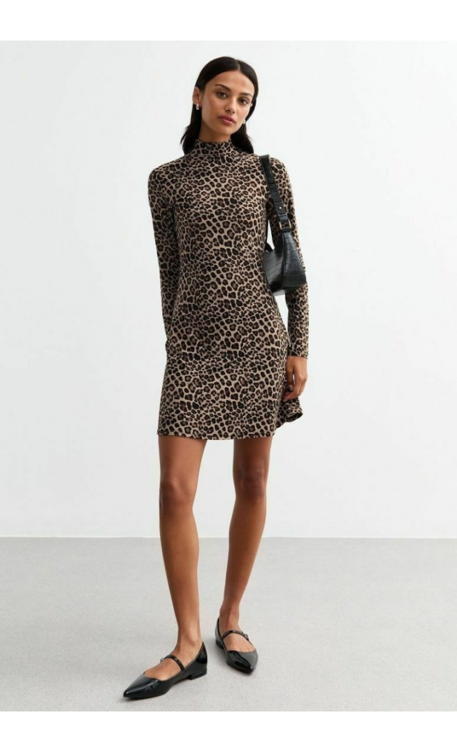 New Look LEOPARD PRINT LONG SLEEVE dress