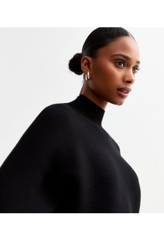 Black Rib Knit Crop Jumper