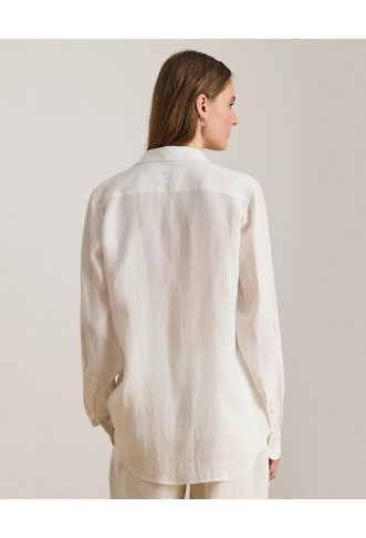 Relaxed Fit Linen Roll Tab–Sleeve Shirt