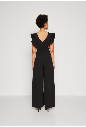 WAL G. PIP RUFFLE - Jumpsuit - black/burnt orange