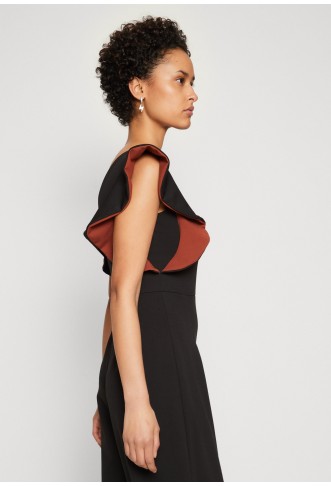 WAL G. PIP RUFFLE - Jumpsuit - black/burnt orange