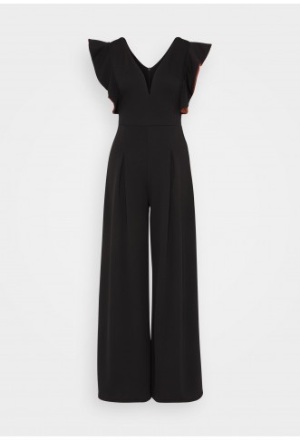 WAL G. PIP RUFFLE - Jumpsuit - black/burnt orange