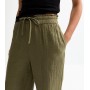 Khaki Double Cloth Wide Leg Trousers