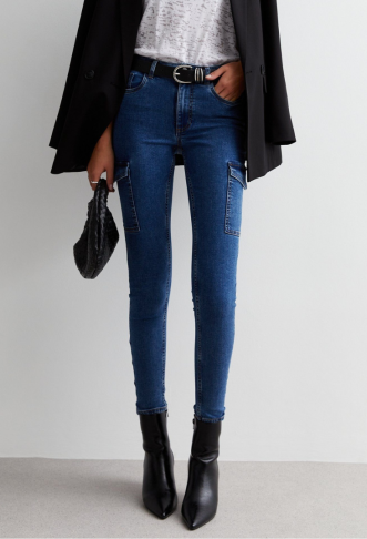 Dark Blue High Waist Skinny...