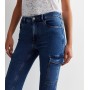 Dark Blue High Waist Skinny Cargo Jeans