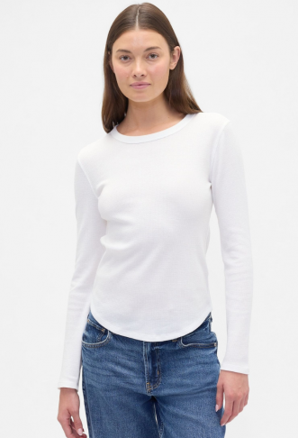 White Waffle Knit Long...