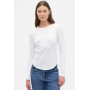 White Waffle Knit Long Sleeve T-Shirt