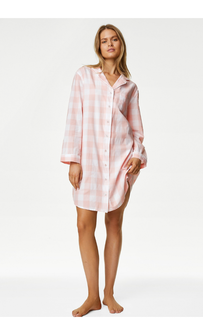 Body by M&S Pure Cotton Checked Nightshirt