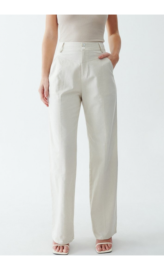 THE FATED ARLOW WIDE - Trousers - natural