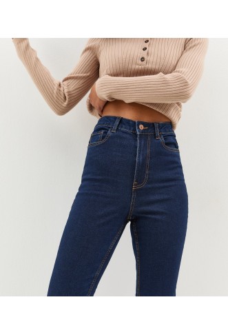 Indigo Wash Waist  Bootcut Stretch Denim Jeans