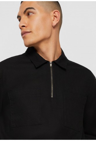 Urban Classics HALF ZIP - Shirt - black