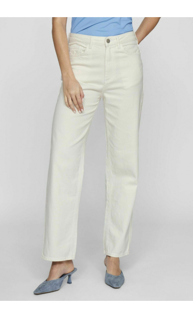VILA VIKELLY JAF HW - Straight leg jeans - cloud dancer