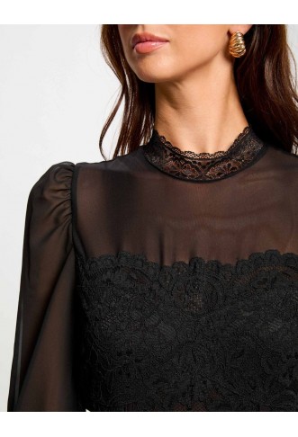 Body long sleeves lace black women