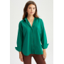 Oversize Fit Cotton Long Sleeve Poplin Shirt
