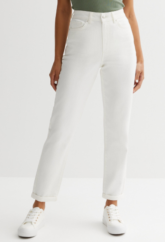 White High Waist Tori Mom...