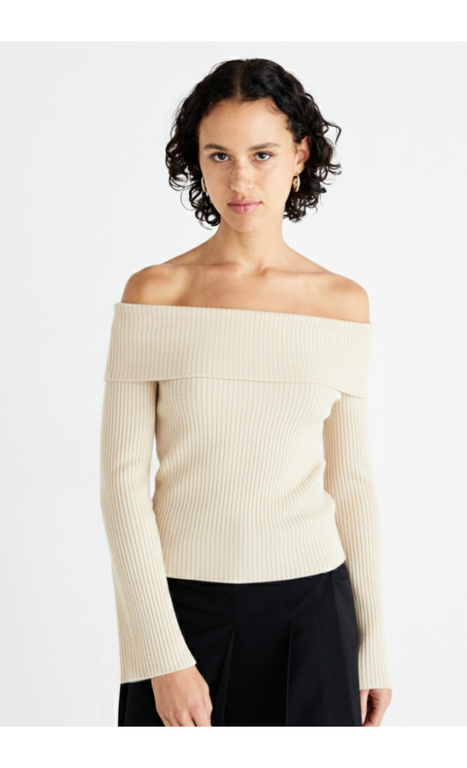 Noisy May Women's Knitted Off Shoulder Top