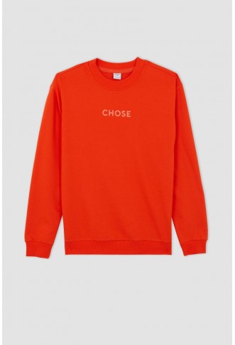 Regular Fit Soft Pile Printed Thin Fabric Sweatshirt