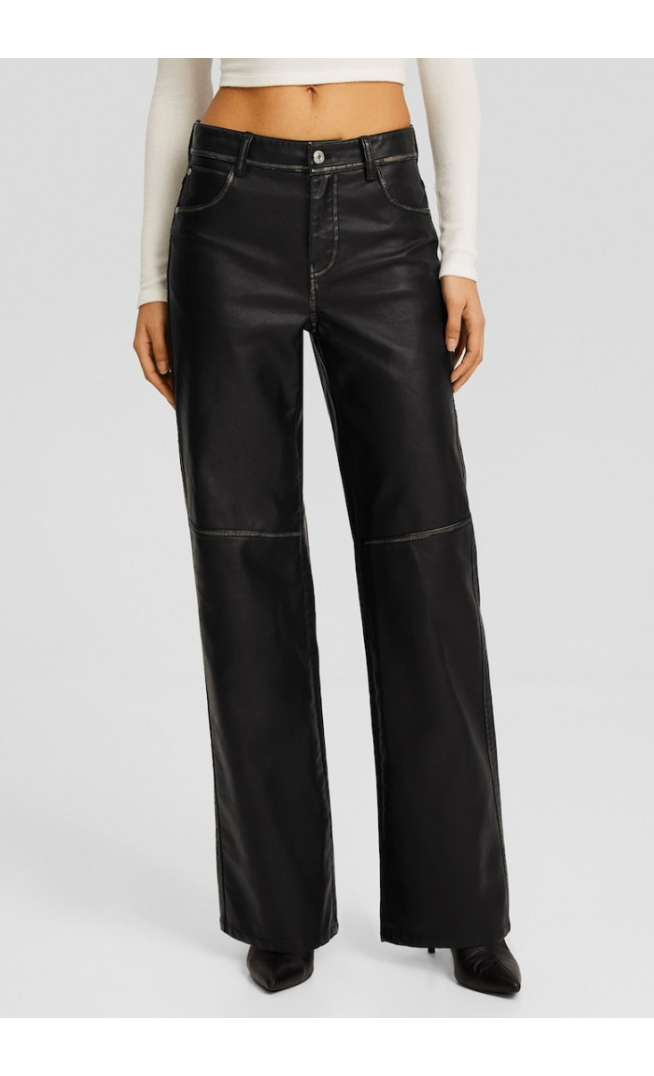 Bershka Regular Pants in Black