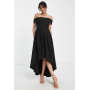 True Violet Bardot Wrap high Low Dress Black