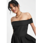 True Violet Bardot Wrap high Low Dress Black