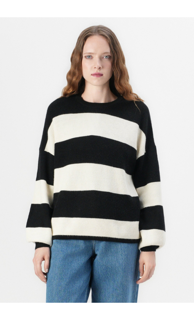 ONLY LS STRIPE NOOS - Jumper - black/white/gray melange