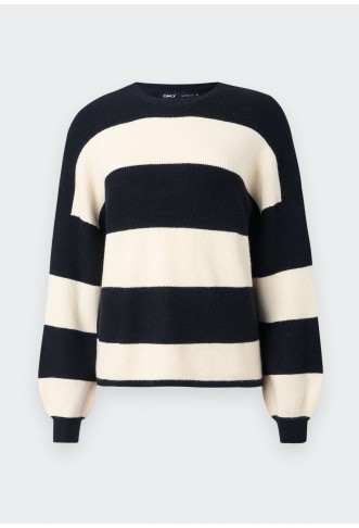 ONLY LS STRIPE NOOS - Jumper - black/white/gray melange