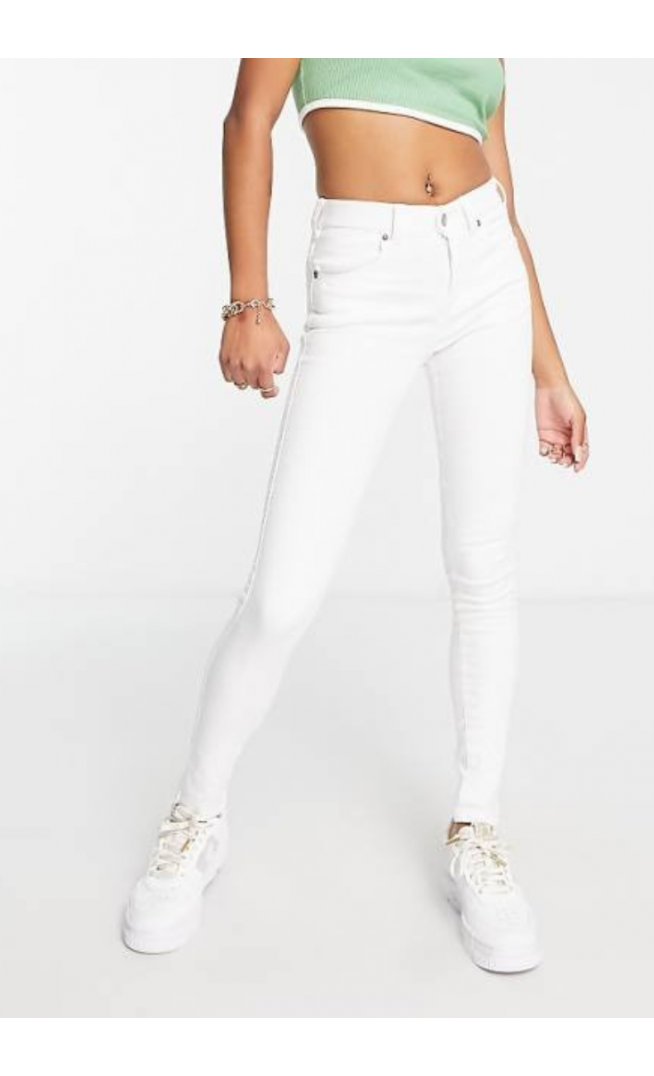 Dr Denim Petite lexy skinny jeans in white