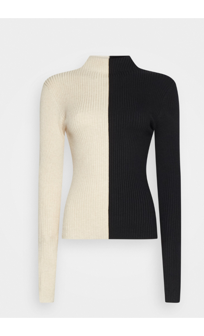 ONLY Tall ONLBLOCK HIGH NECK - Jumper - beige/black