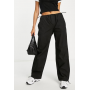 Stradivarius STR oversized parachute pant in black