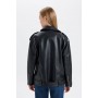De Facto Oversize Fit Faux Leather Jacket
