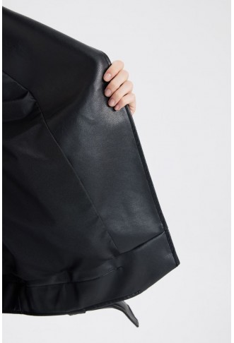 De Facto Oversize Fit Faux Leather Jacket