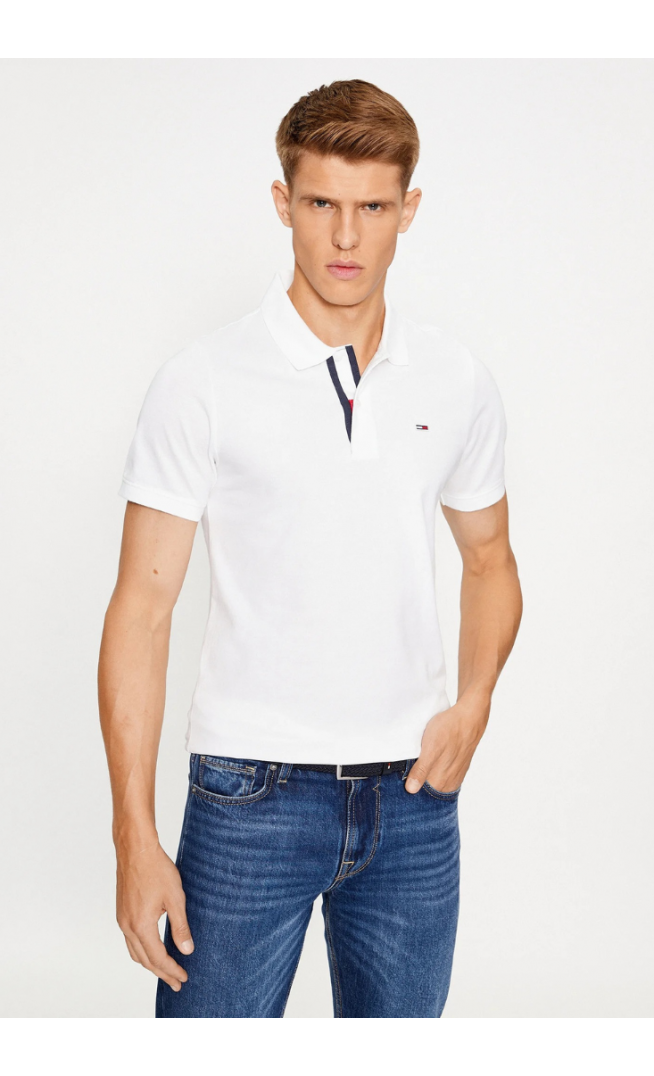 Tommy Jeans Polo Placket Bianco Slim Fit
