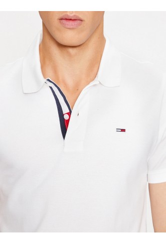 Tommy Jeans Polo Placket Bianco Slim Fit