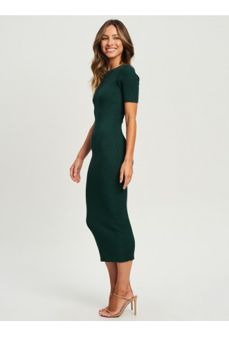Tussah Dress 'LEONA' in Dark Green