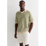 Jack & Jones Grey Cotton Knitted Short Sleeve Polo Shirt
