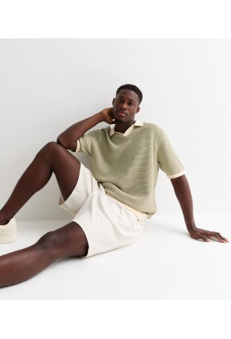 Jack & Jones Grey Cotton Knitted Short Sleeve Polo Shirt