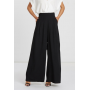 Willa Wide leg Pleat-Front Pants 'Prince' in Black