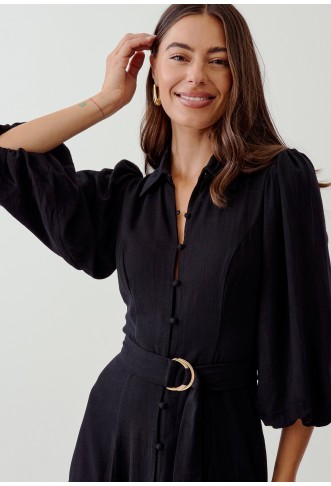 TUSSAH SEONA MIDI - Shirt dress - black