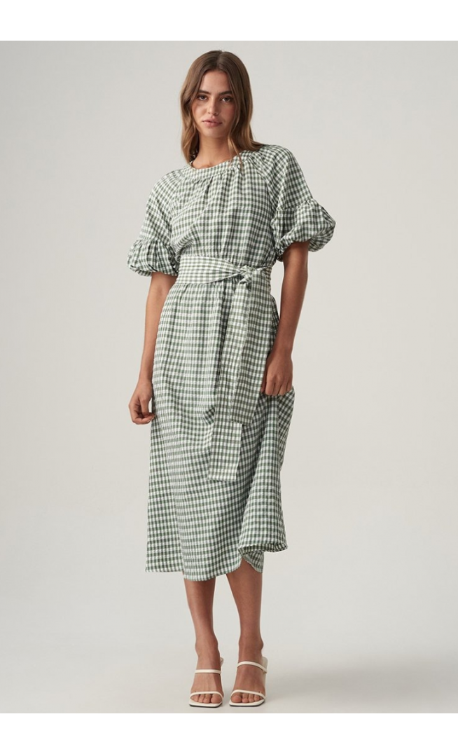 THE FATED PASCAL MIDI - Day dress - sage gingham