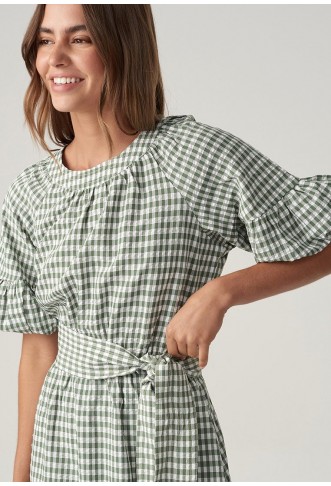 THE FATED PASCAL MIDI - Day dress - sage gingham