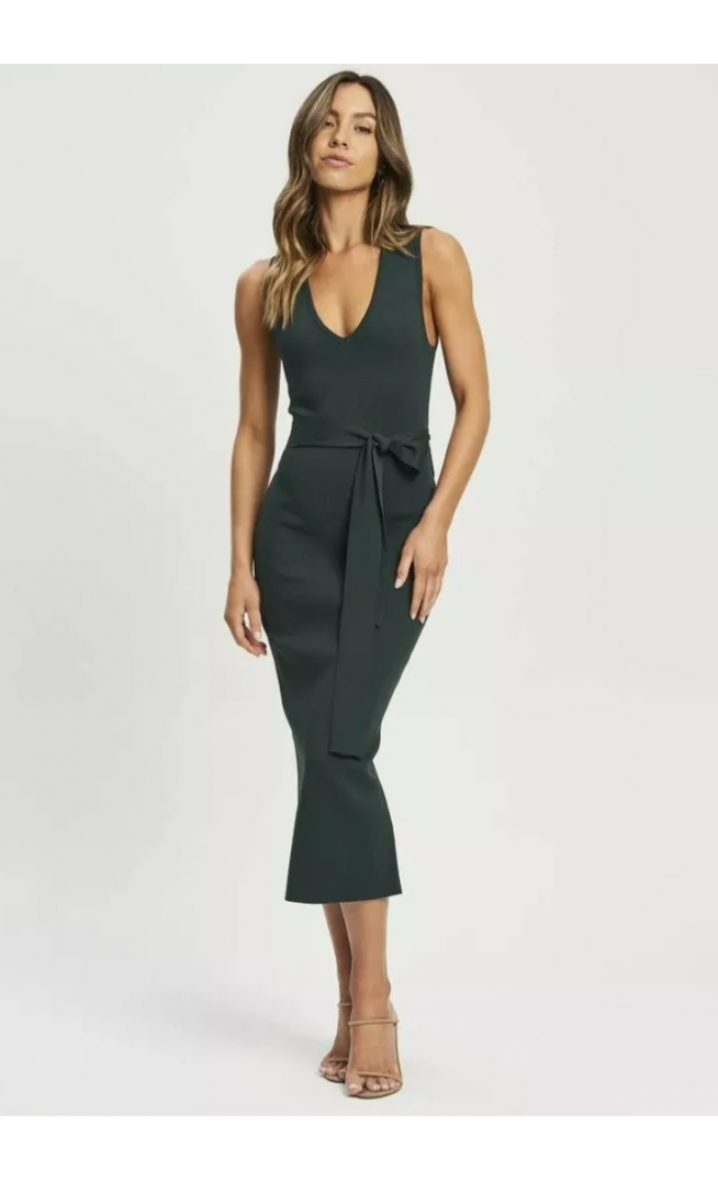 TUSSAH  Jade Knit Midi Dress - Emerald