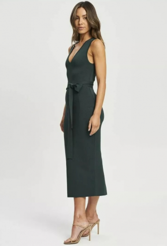 TUSSAH  Jade Knit Midi Dress - Emerald